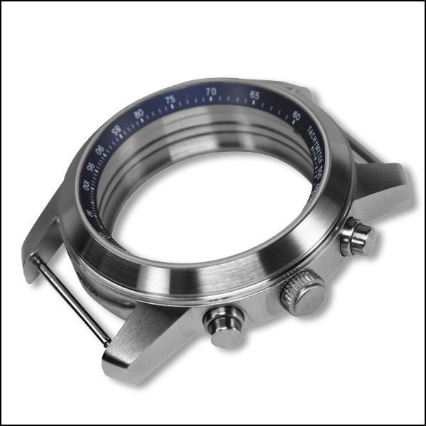 40mm / brushed / Blue tachy-bezel